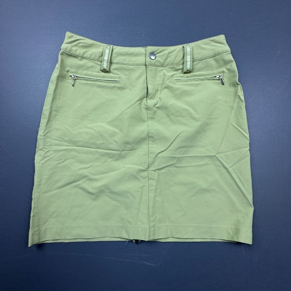 Lucy Women 2 Green Mini Skirt Outdoor Hiking Casual Zip Pockets Lightweight Gear